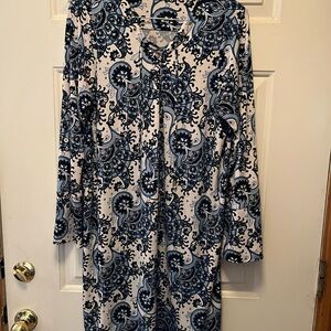 Michael Kors Blue and White Patterned Midi Dress